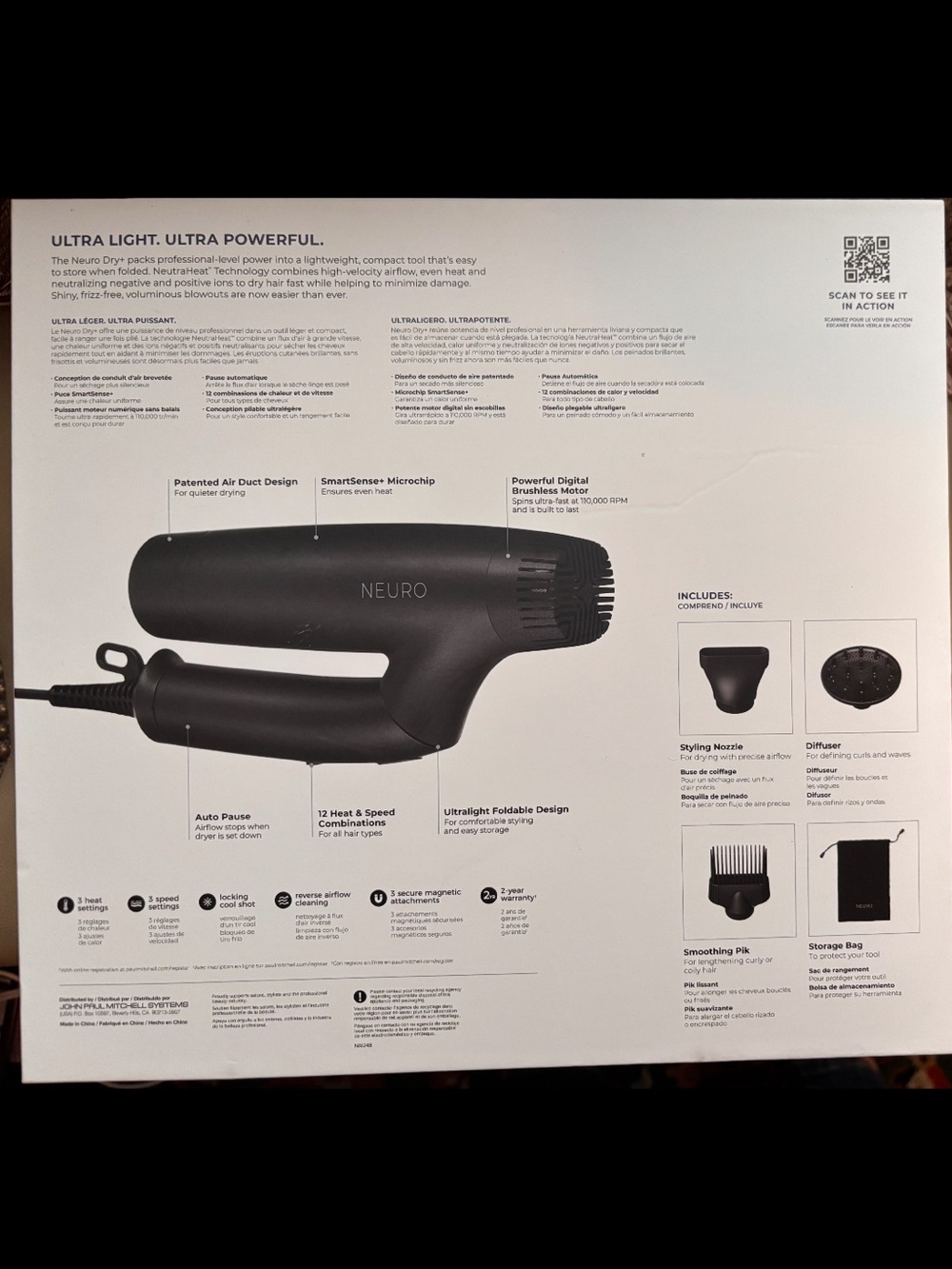 NEURO DRY FOLDING PROFESSIONAL DUAL VOLTAGE HAIR DRYER - Picture 9 of 9